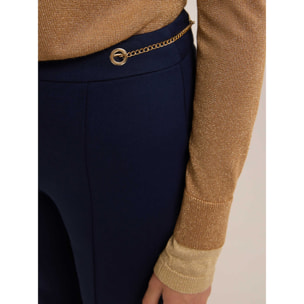 Motivi - Pantalones acampanados con estampado de ojales - Azul