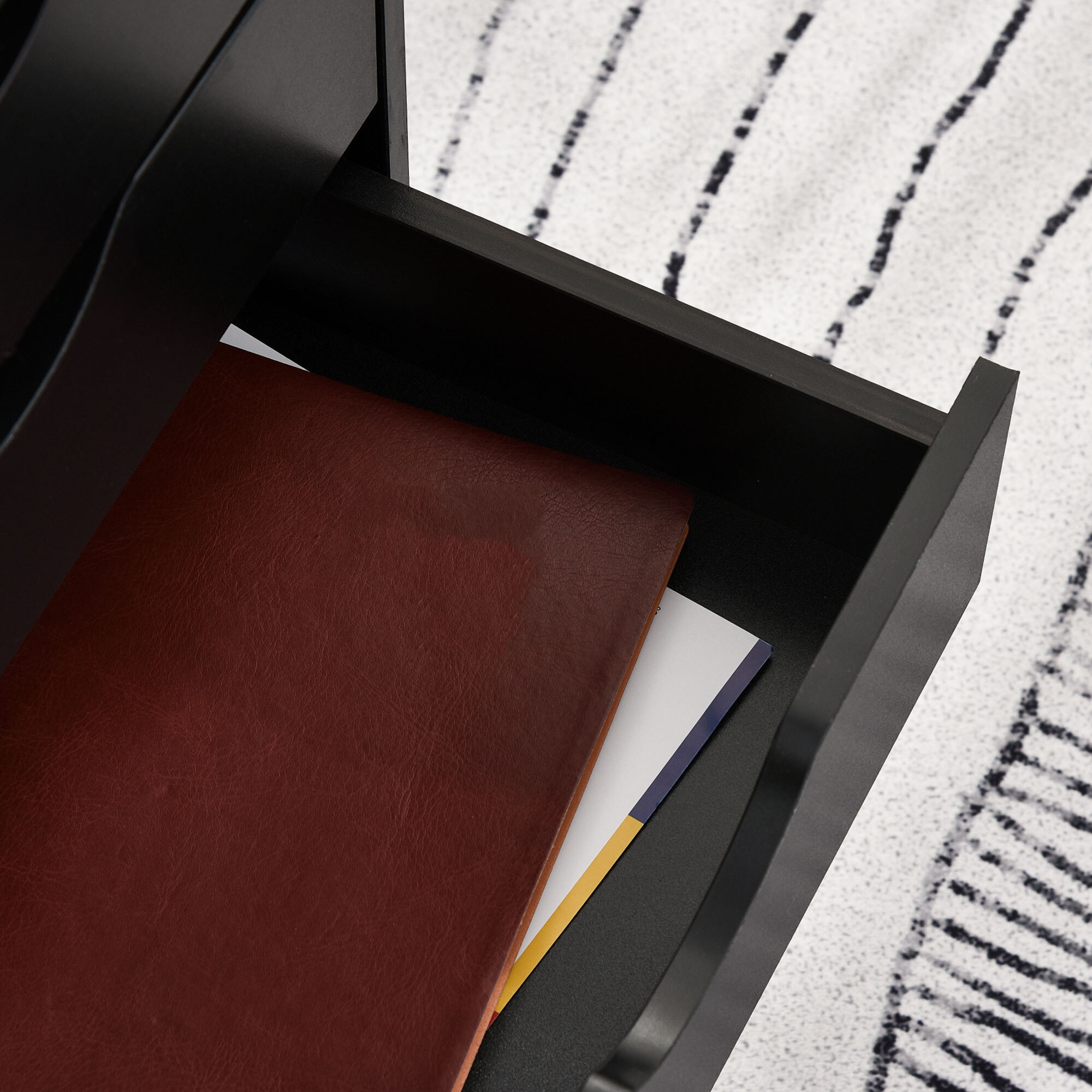 Cajonera Escritorio con Ruedas, Cajonera Oficina con 5 Cajones, Archivador Móvil, para Estudio, Salón, 40x40x67 cm, Negro