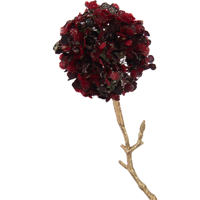J-Line branche 2 Fleurs Pompons - plastique - rouge/or - small