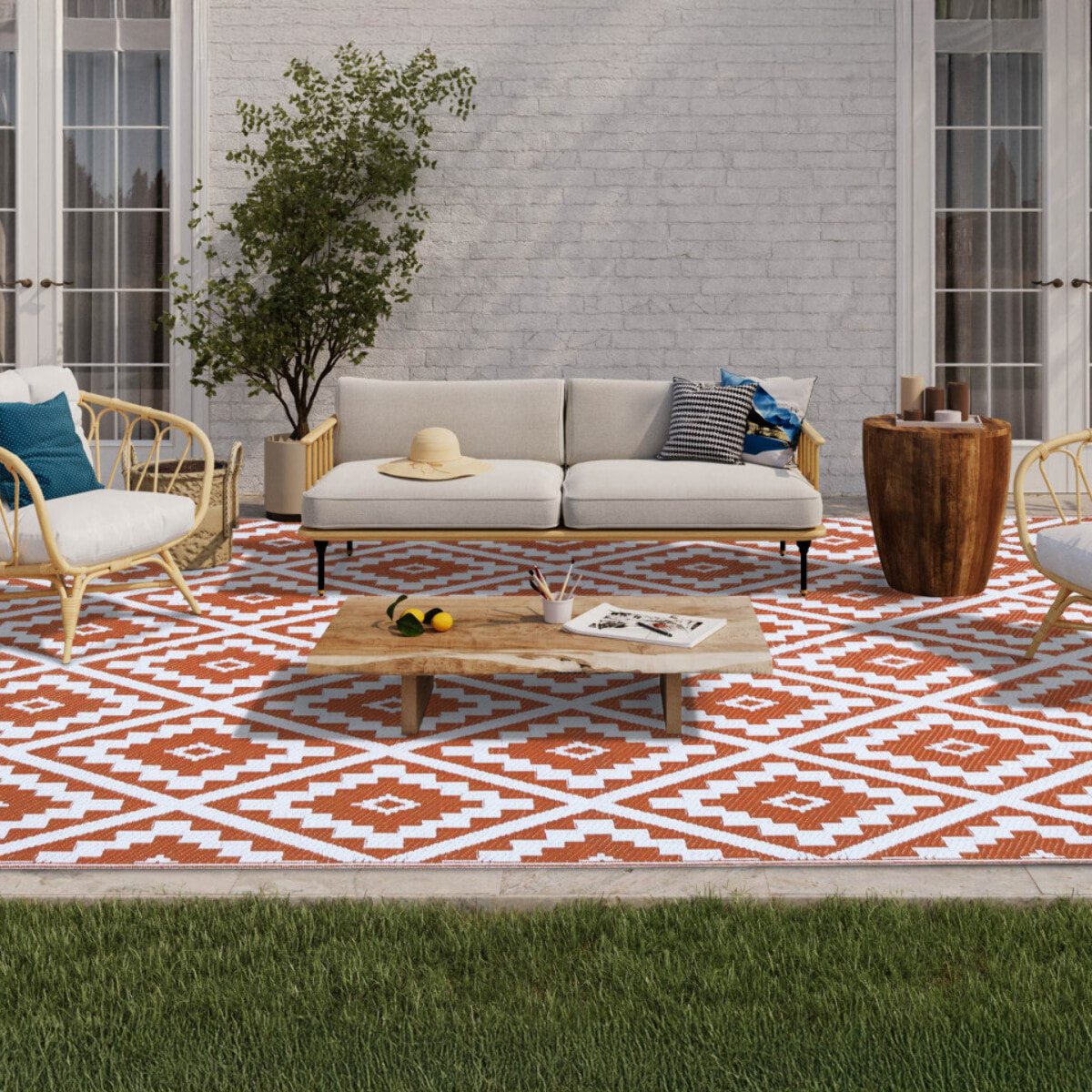 Tapis extérieur Vahiné 270x470cm terracotta