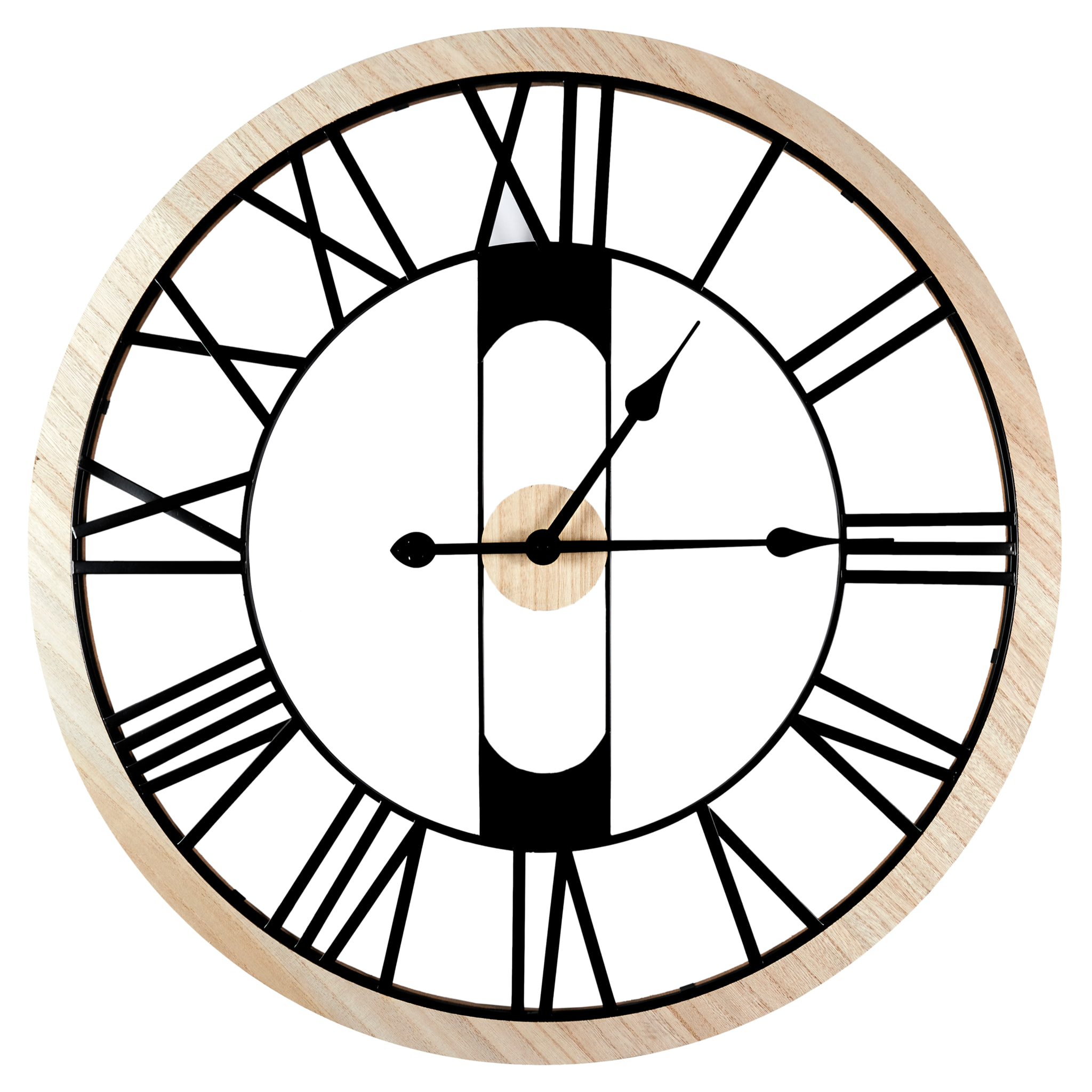 Horloge Silencieuse Bois Et Metal D70cm Jack