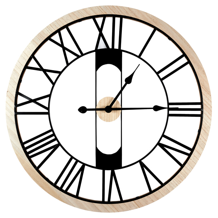 Horloge Silencieuse Bois Et Metal D70cm Jack