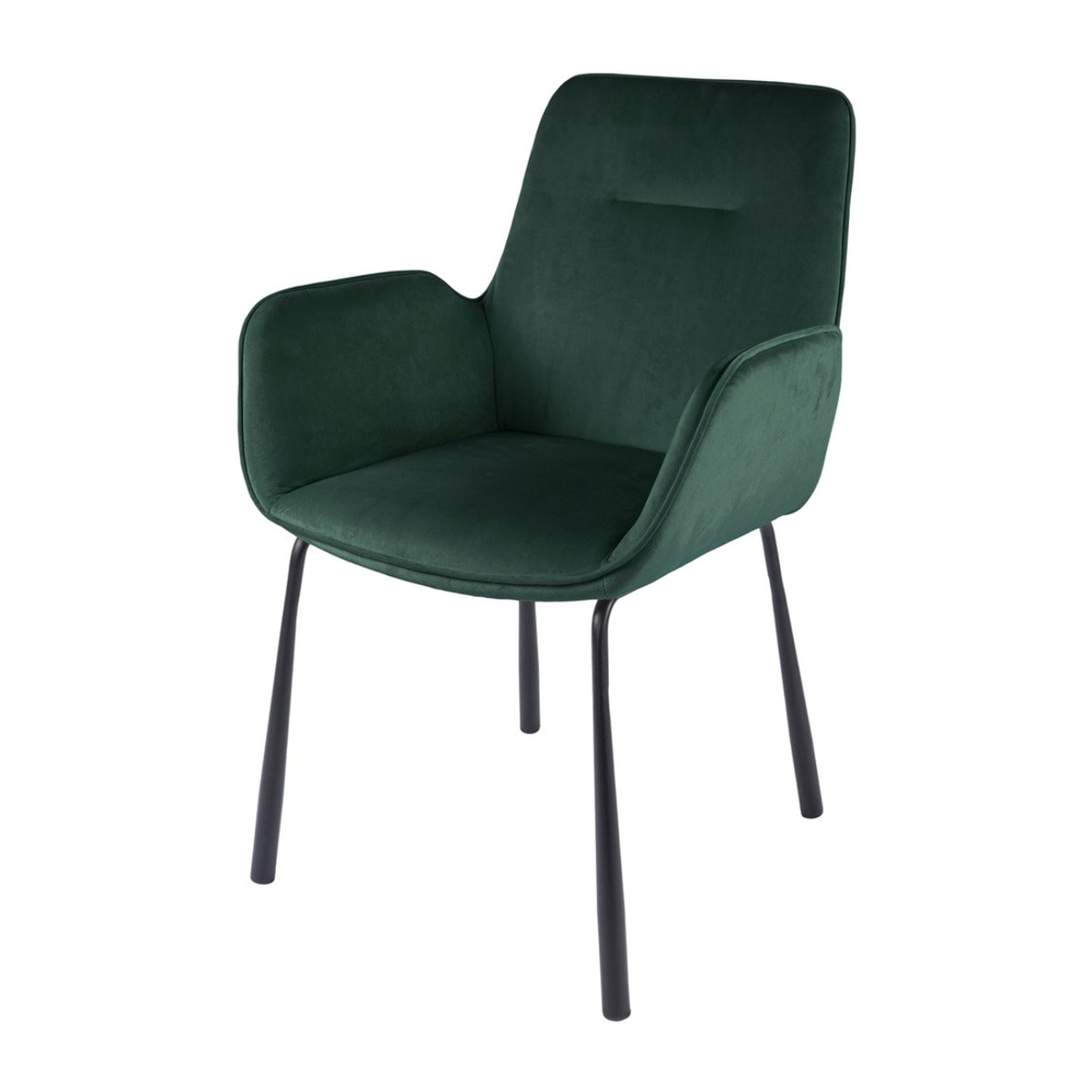 Sedia Eliot 100 con braccioli in velluto verde