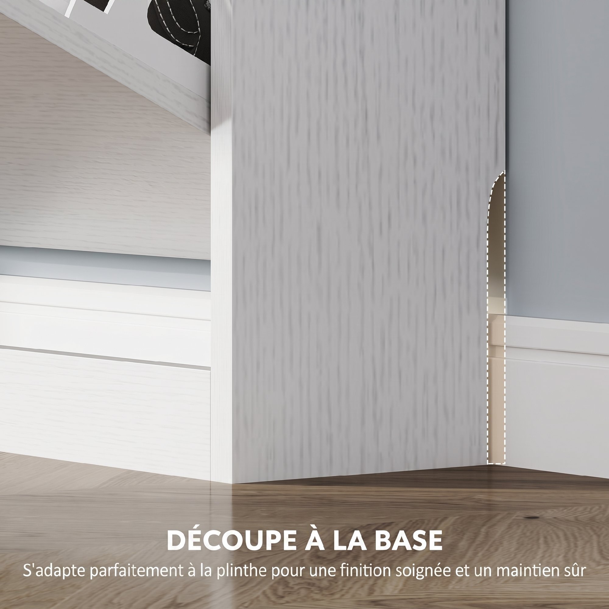 Meuble à chaussures 3 portes dim. 80 x 17 x 108 cm effet bois blanc