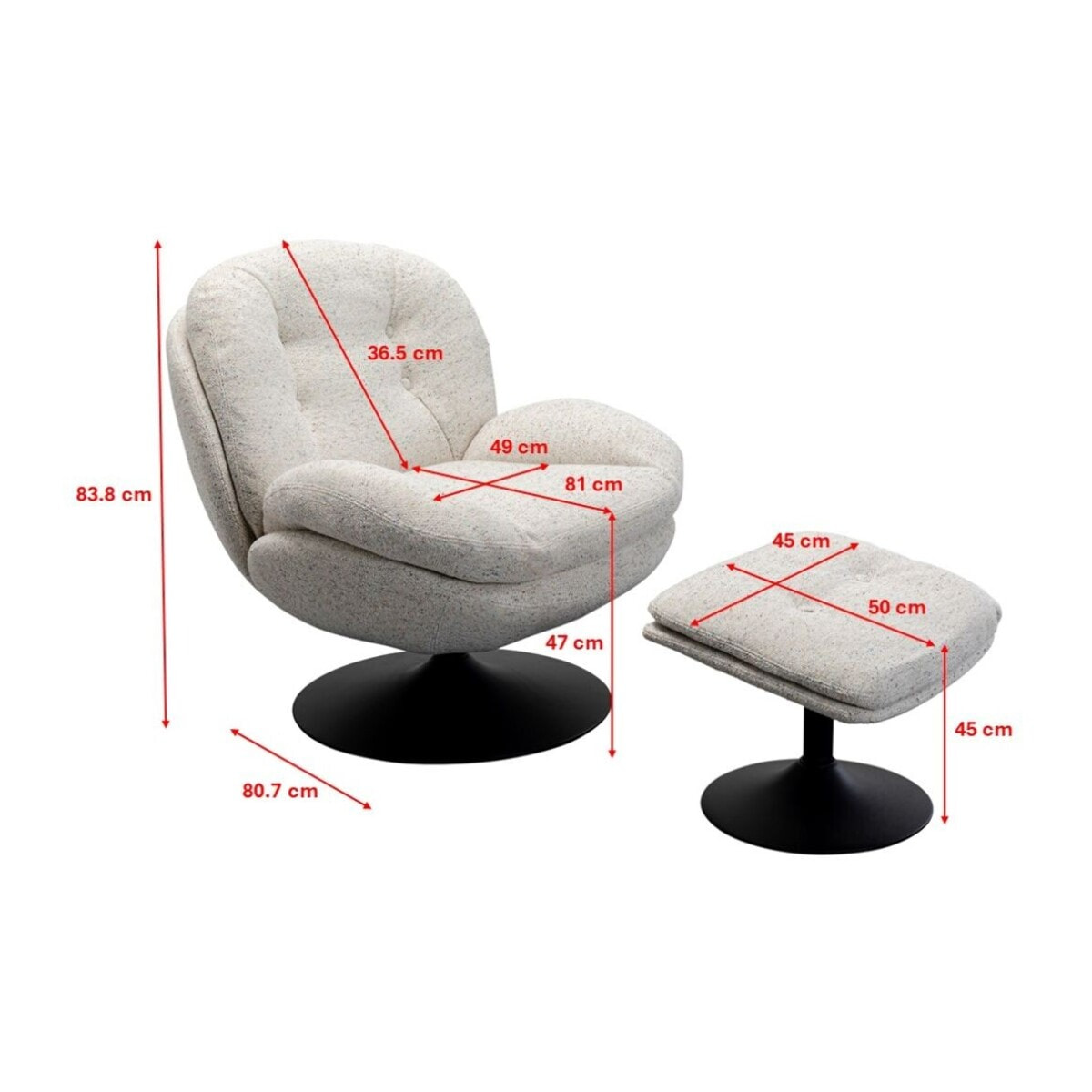 Fauteuil pivotant et repose-pieds Stanford Kare Design