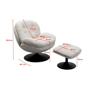 Fauteuil pivotant et repose-pieds Stanford Kare Design