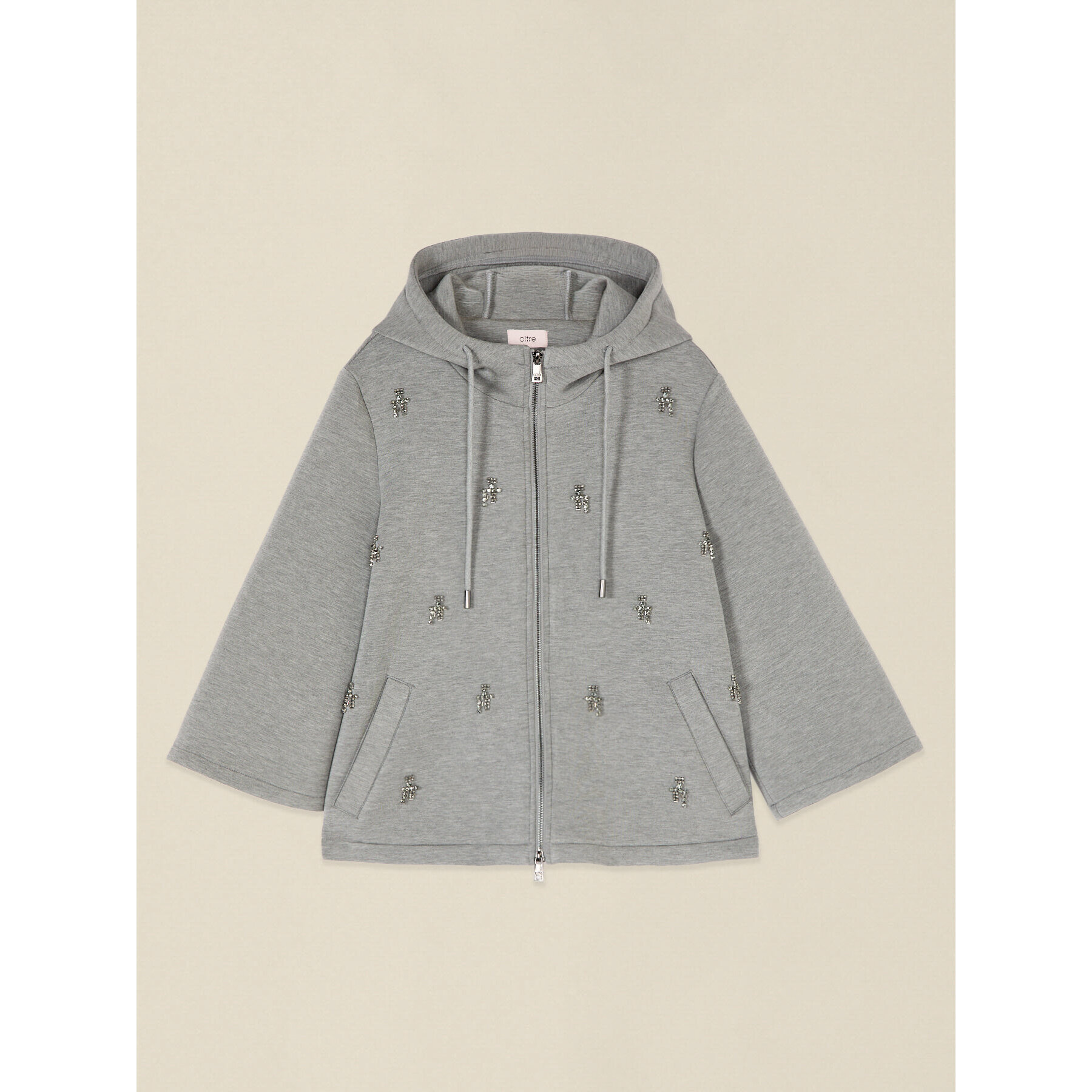 Oltre - Giubbotto in scuba con applicazioni gioiello - Grigio