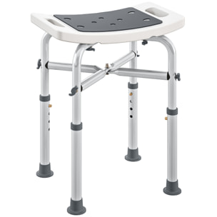 Siège de douche réglable en hauteur tabouret de douche ergonomique pieds antidérapants charge max. 150 Kg alu HDPE blanc gris