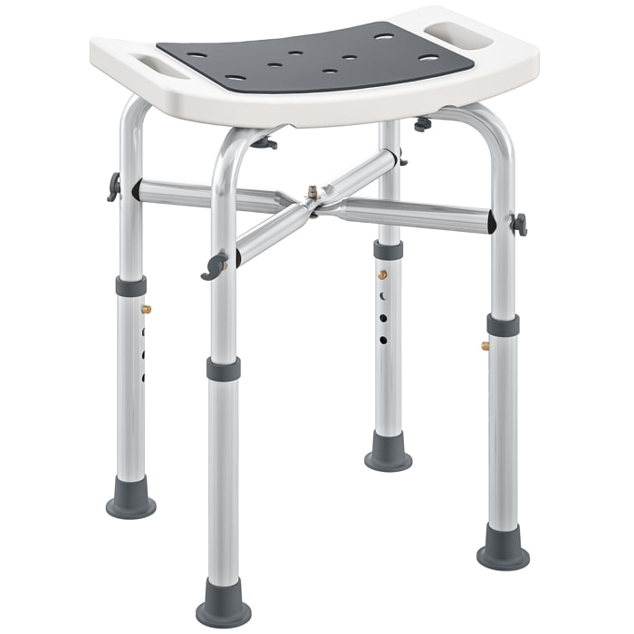Siège de douche réglable en hauteur tabouret de douche ergonomique pieds antidérapants charge max. 150 Kg alu HDPE blanc gris