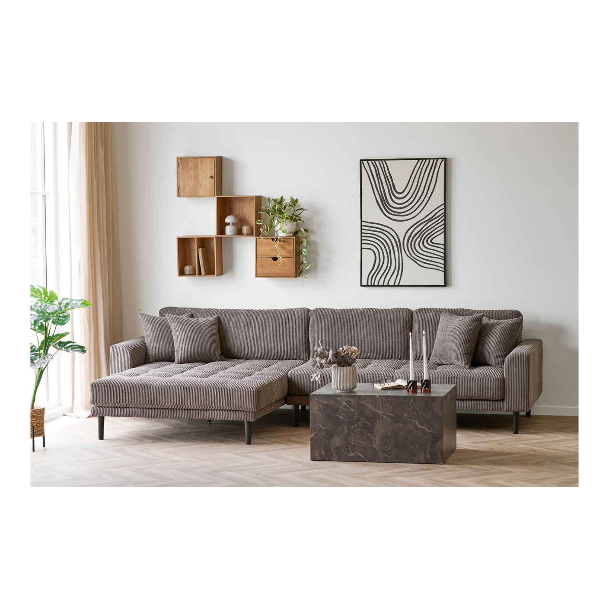 Mensola da parete con sportello Townsville in rovere massiccio 30x18x30 cm