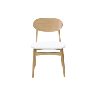 Chaises design blanc et bois clair chêne massif (lot de 2) VICKY