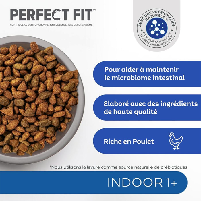 PERFECT FIT Croquettes Riche en Poulet chat adulte intérieur stérilisé 3x1,4kg