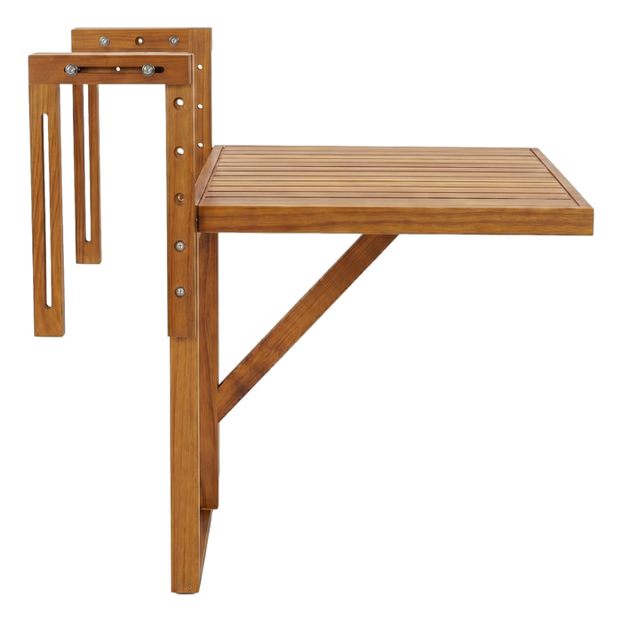 Qiko - Tavolino Da Balcone Pieghevole 46,5x75x60 cm Mensola Sospesa da Esterno In Legno Di Acacia