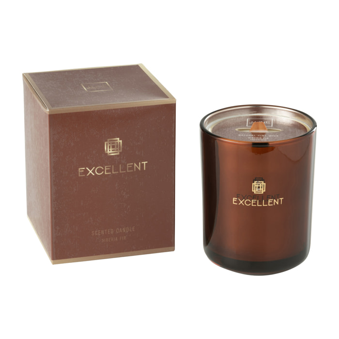 J-Line bougie parfumée Excellent - Siberia Fir - verre - brun - medium - 80H