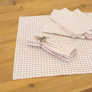 Serviette de table à carreaux en coton - Rouge