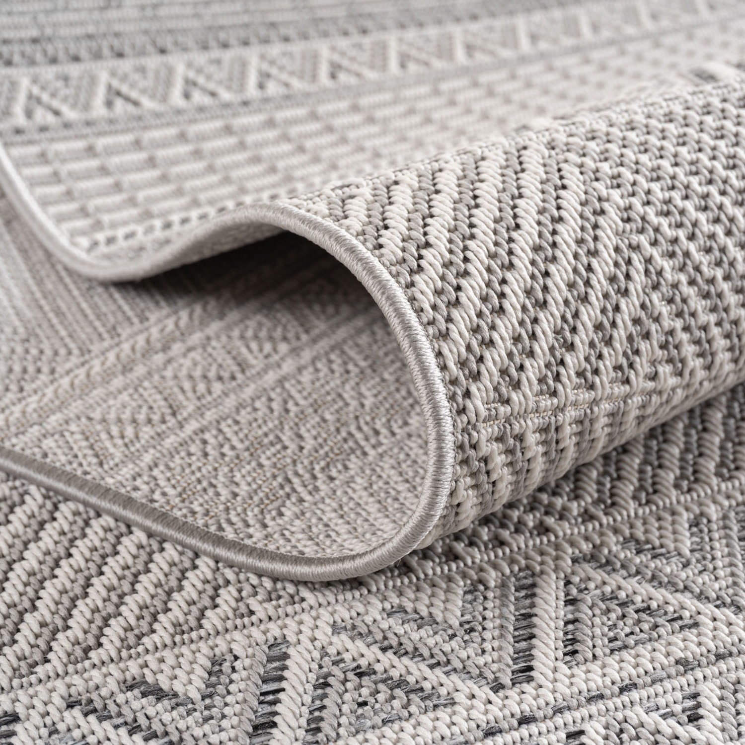 DESERT - Tapis rond intérieur/extérieur gris, design tropical