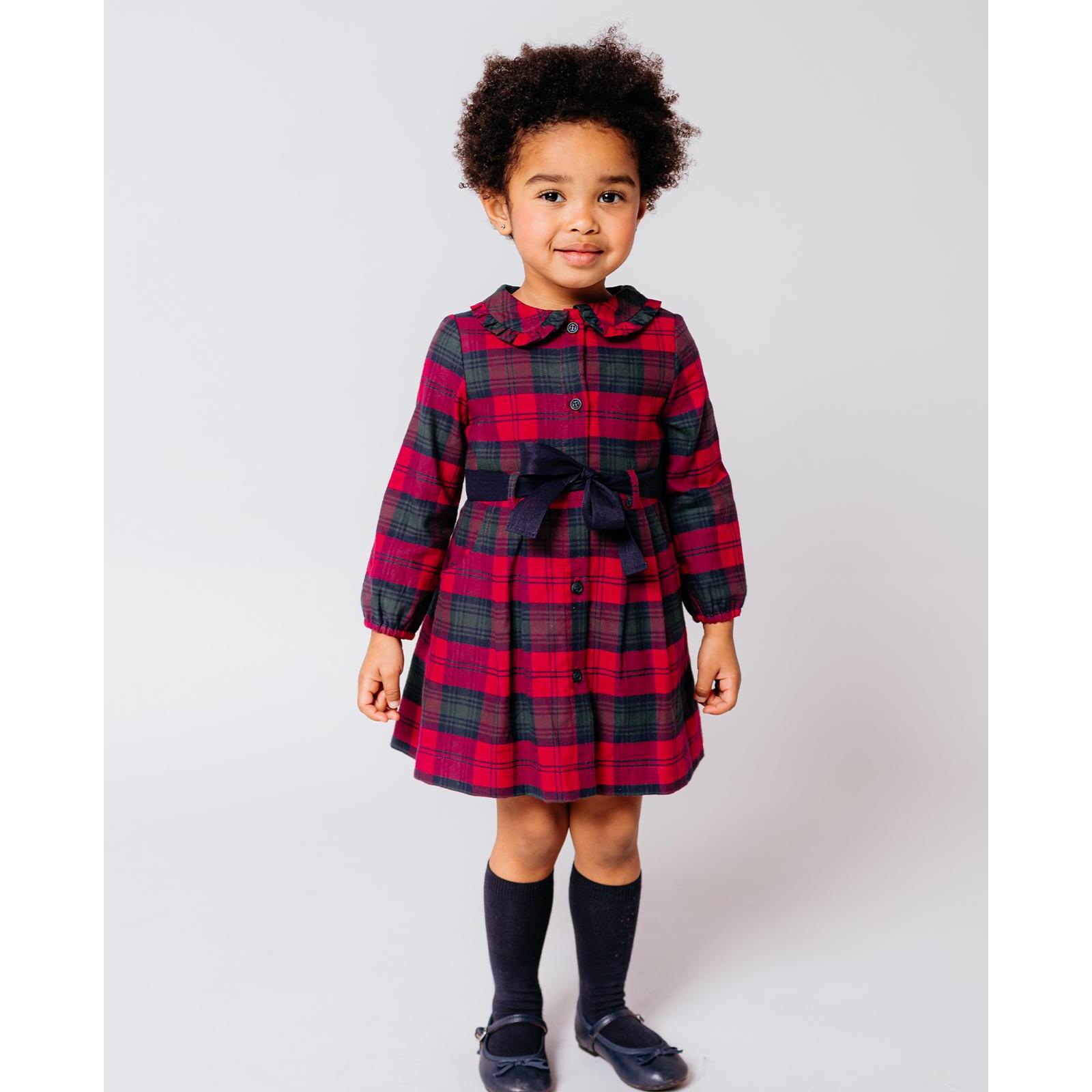 Vestido a cuadros con volante y cinturón