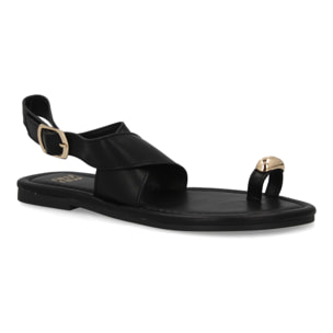 Sandalias planas elegantes mujer con adorno metálico.