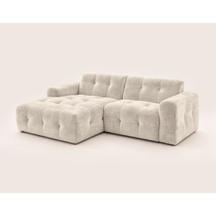 Diane - Canapé d'angle gauche 4 places en velours texturé - Beige