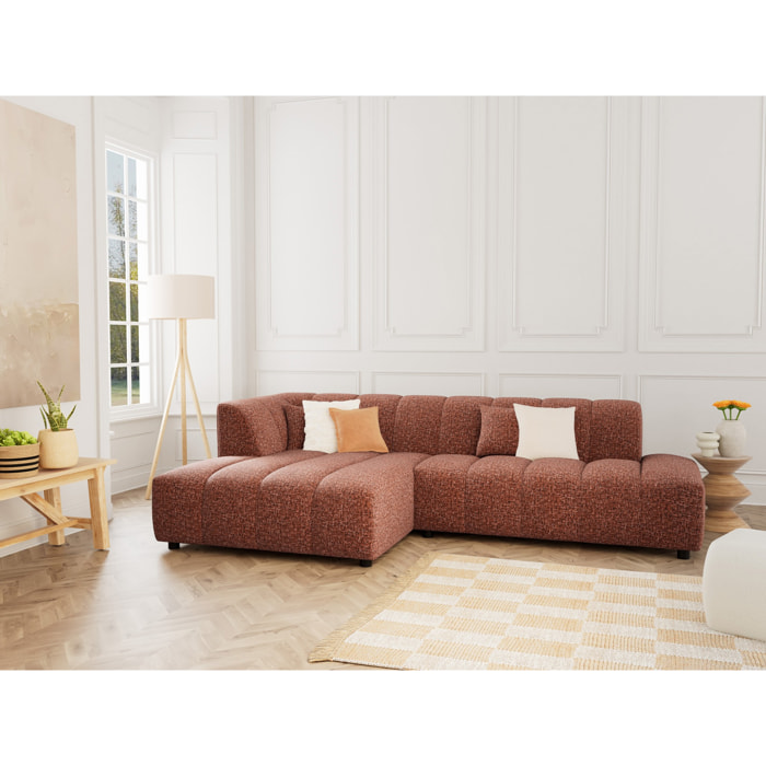 Curtis - canapé d'angle gauche 4 places sans accoudoir en tissu texturé - Terracotta