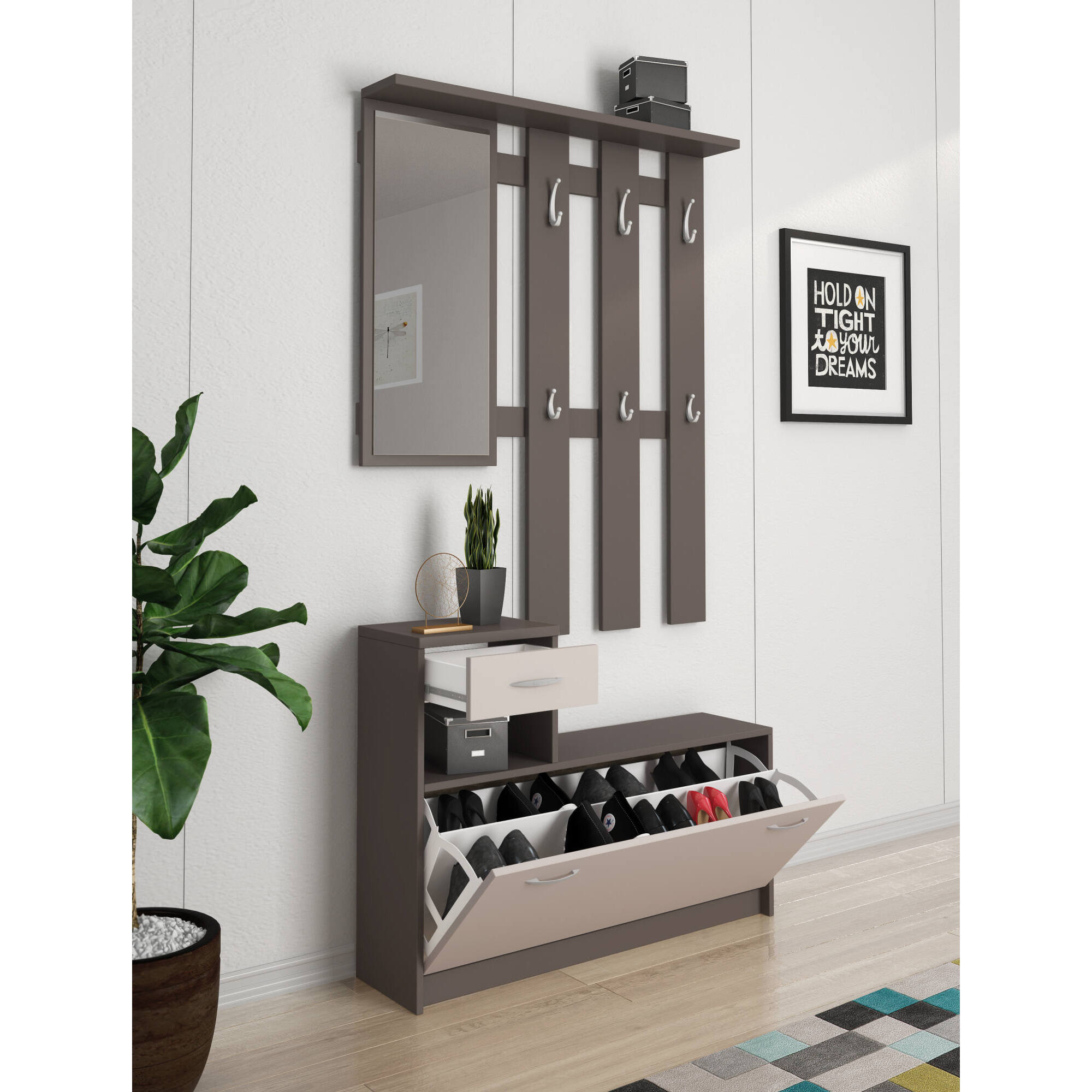 Clint Arredo Ingresso, 100 x 25.5 x 190, Antracite, Bianco