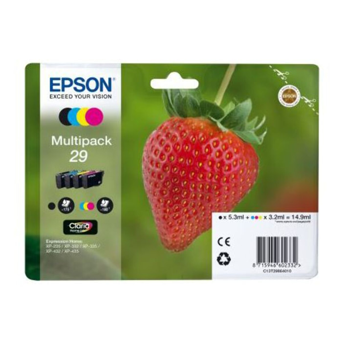 Cartouche d'encre EPSON Pack Multipack 4 Originales T2986 Série Fraise (Noir + 3 Couleurs) - C13T29864010
