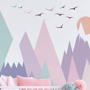 Stickers muraux enfants - Décoration chambre bébé - Autocollant Sticker mural géant enfant montagnes scandinaves MONIKA