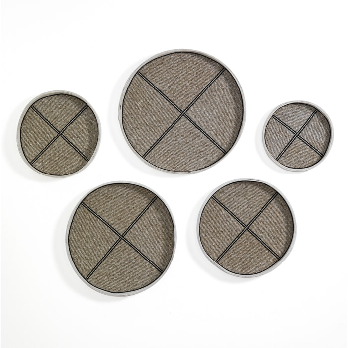 Lot de 5 assiettes décoratives Tomasucci TRUJA, marron, 25 × 25 × 2,5 cm