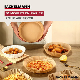 50 Moules en papier air fryer ronds Fackelmann