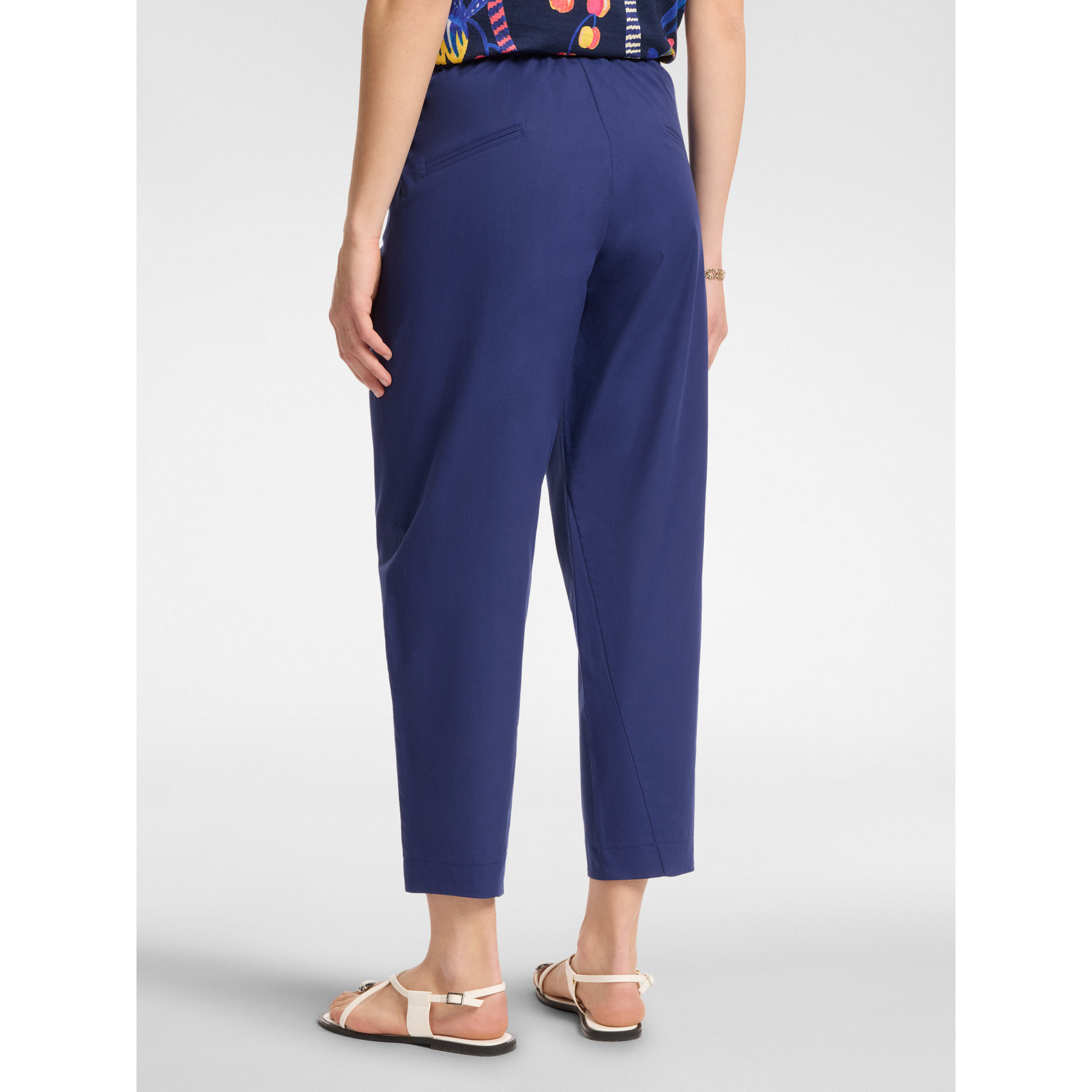 Elena Mirò - Pantalón globo de algodón elástico - Azul