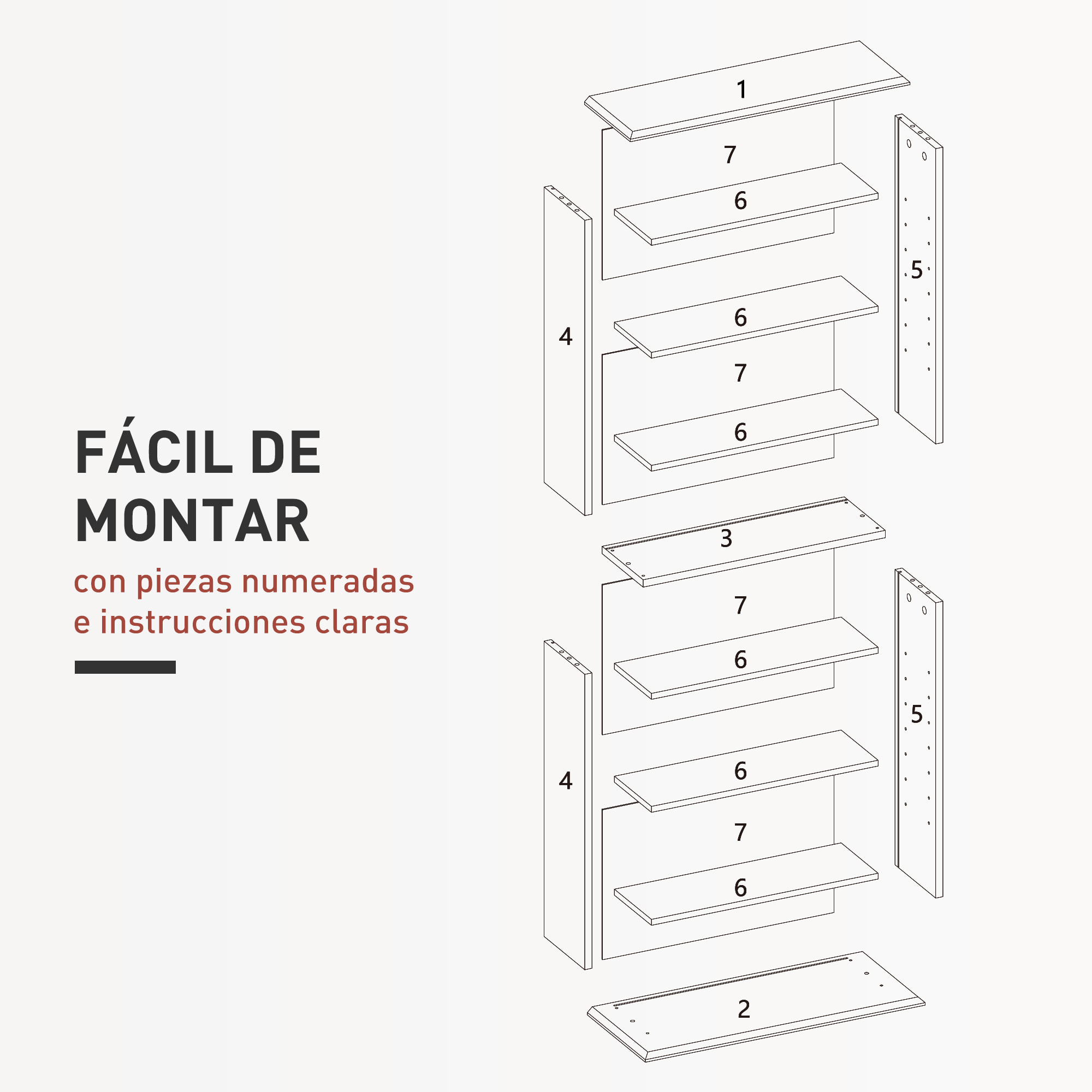 Estantería para CDs y DVDs Soportes para CD Estrechos con 8 Compartimentos Estantes Ajustables para Salón Oficina 58x24x126,3 cm Blanco