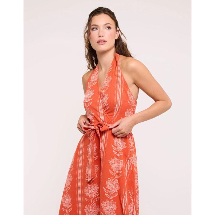 Vestido Midi Naranja con Lazo - Galia