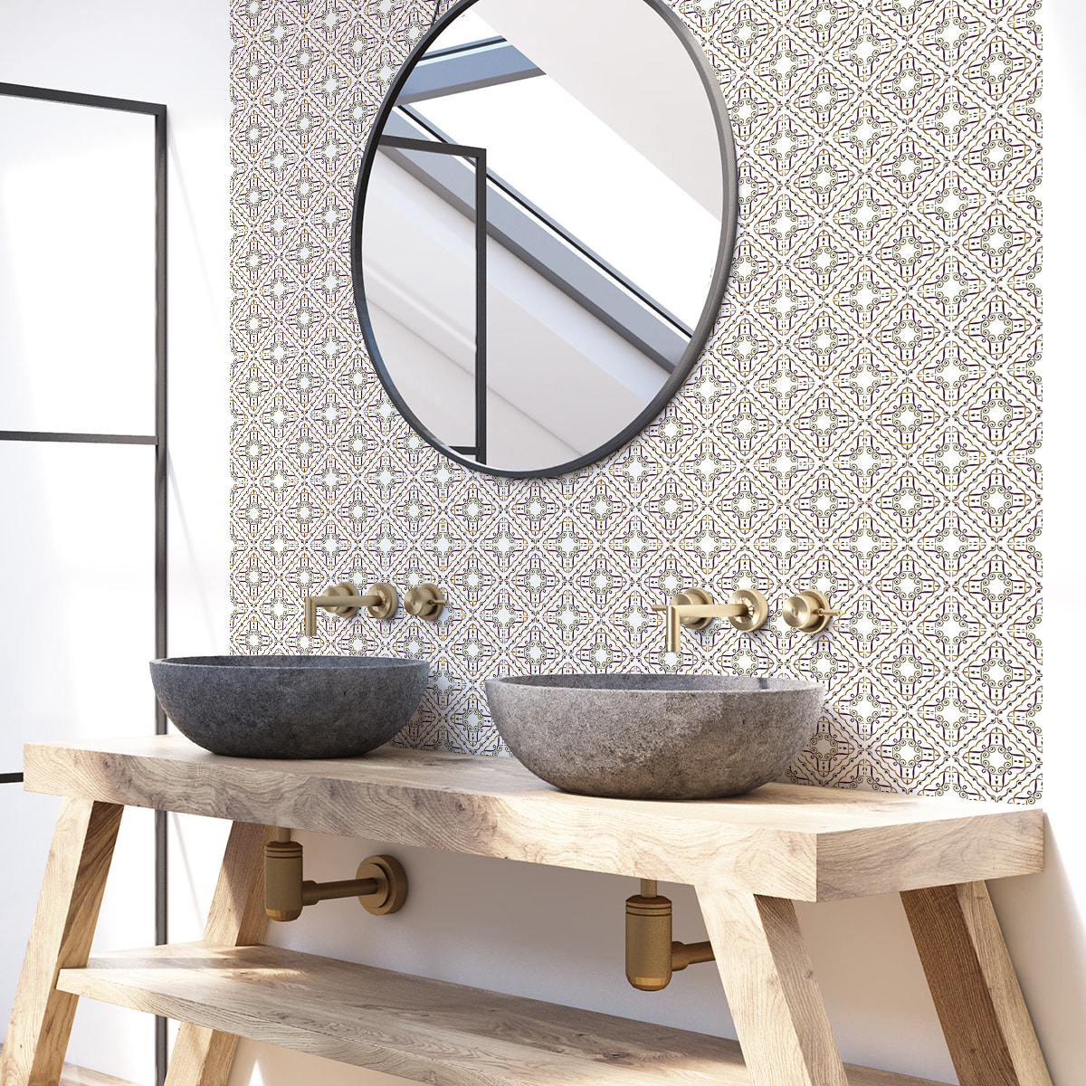 Stickers muraux - Sticker Mural Carrelage adhésif Cuisine Salle de Bain - 30 STICKERS CARRELAGES AZULEJOS LUCREZIA