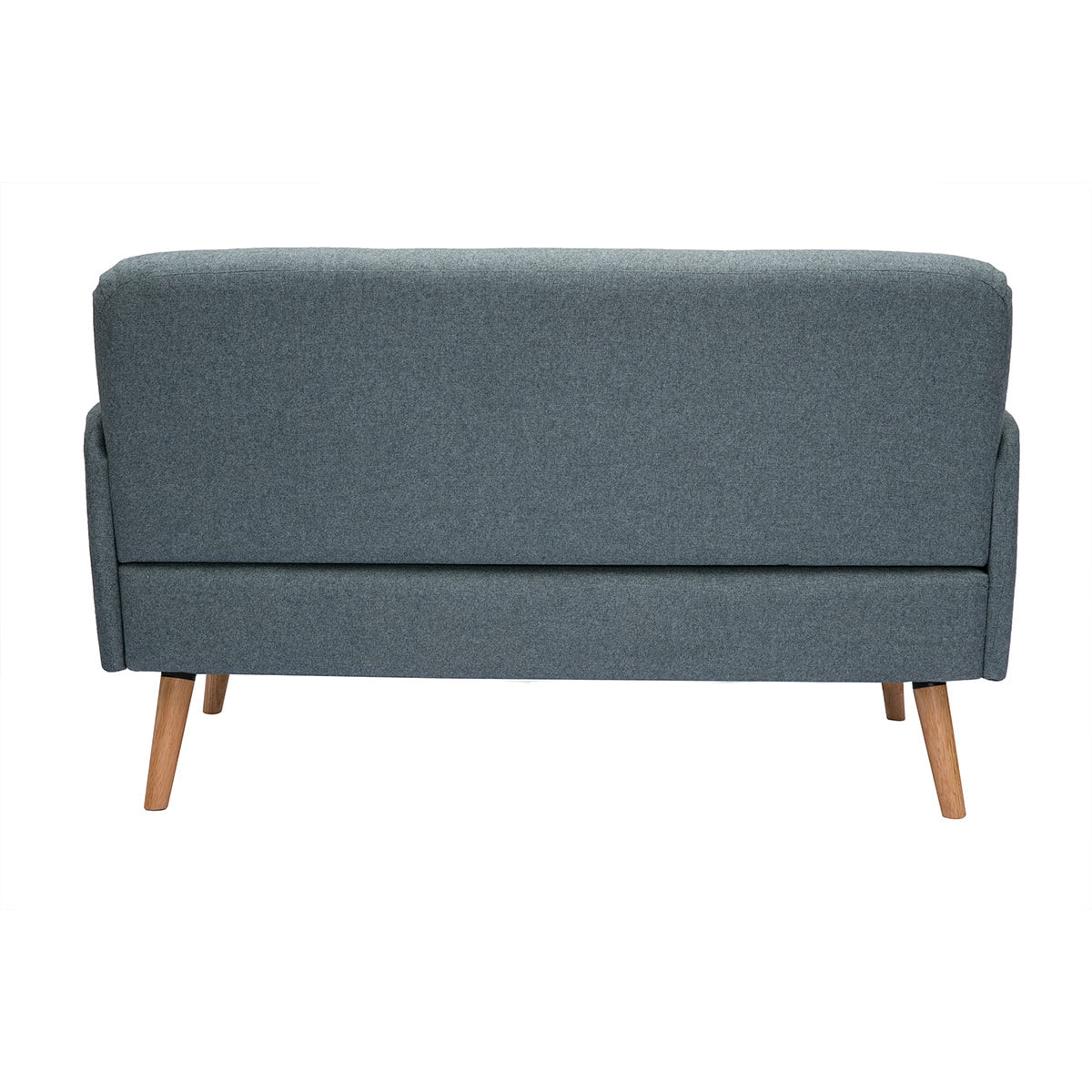 Canapé scandinave 2 places en tissu vert de gris et bois clair ISKO