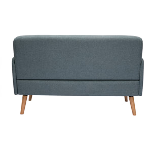 Canapé scandinave 2 places en tissu vert de gris et bois clair ISKO