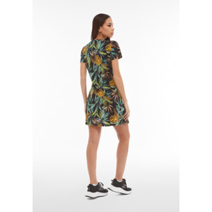 Abito skater in jersey modal stampa tropical all over