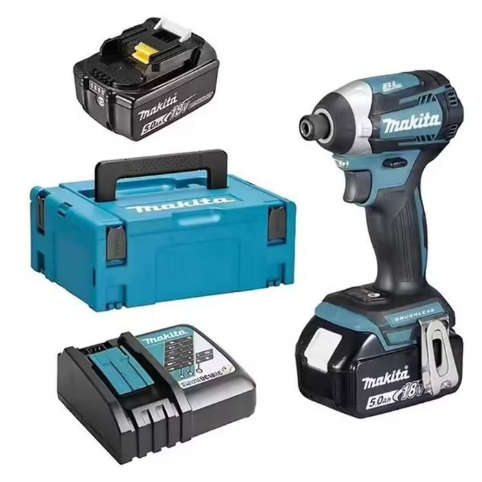 MAKITA atornillador de impacto 18 V Li-Ion 5 Ah 175 Nm - 2 baterías, cargador, maletín - DTD154RTJ