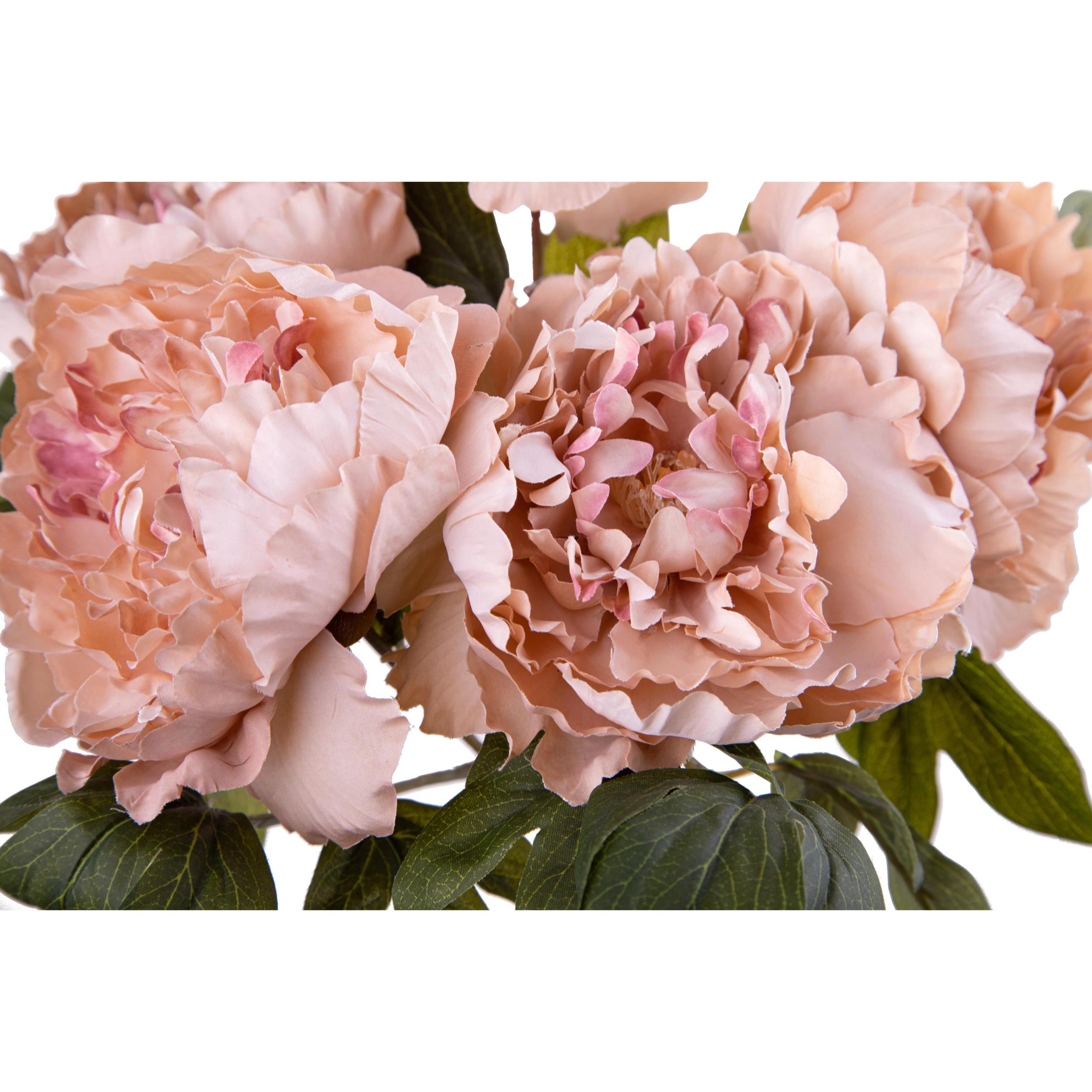 Peonia Con 5 Fiori. Altezza 50 Cm - Pezzi 3 - 20X50X20cm - Colore: Rosa - Bianchi Dino - Fiori Artificiali