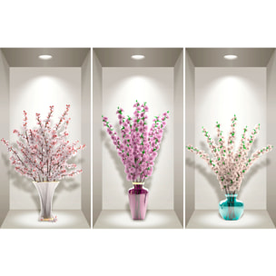 Stickers muraux 3D | Sticker Mural Autocollant effet 3D fleurs bouquets de cerisier - Stickers adhésifs 3D Chambre Salon Trompe l'oeil