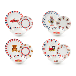 Service 12 assiettes Excelsa Toy History, porcelaine, multicolore