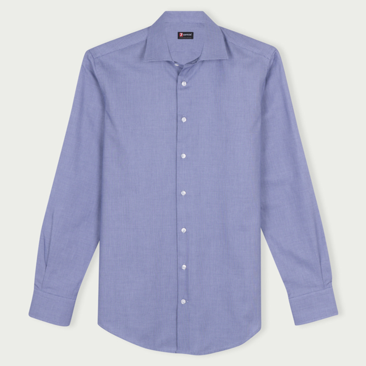 Camicia Uomo 1 Bottone Francese Slim Cotone Unito Blu Inchiostro