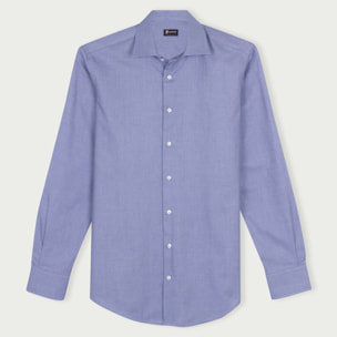 Camicia Uomo 1 Bottone Francese Slim Cotone Unito Blu Inchiostro