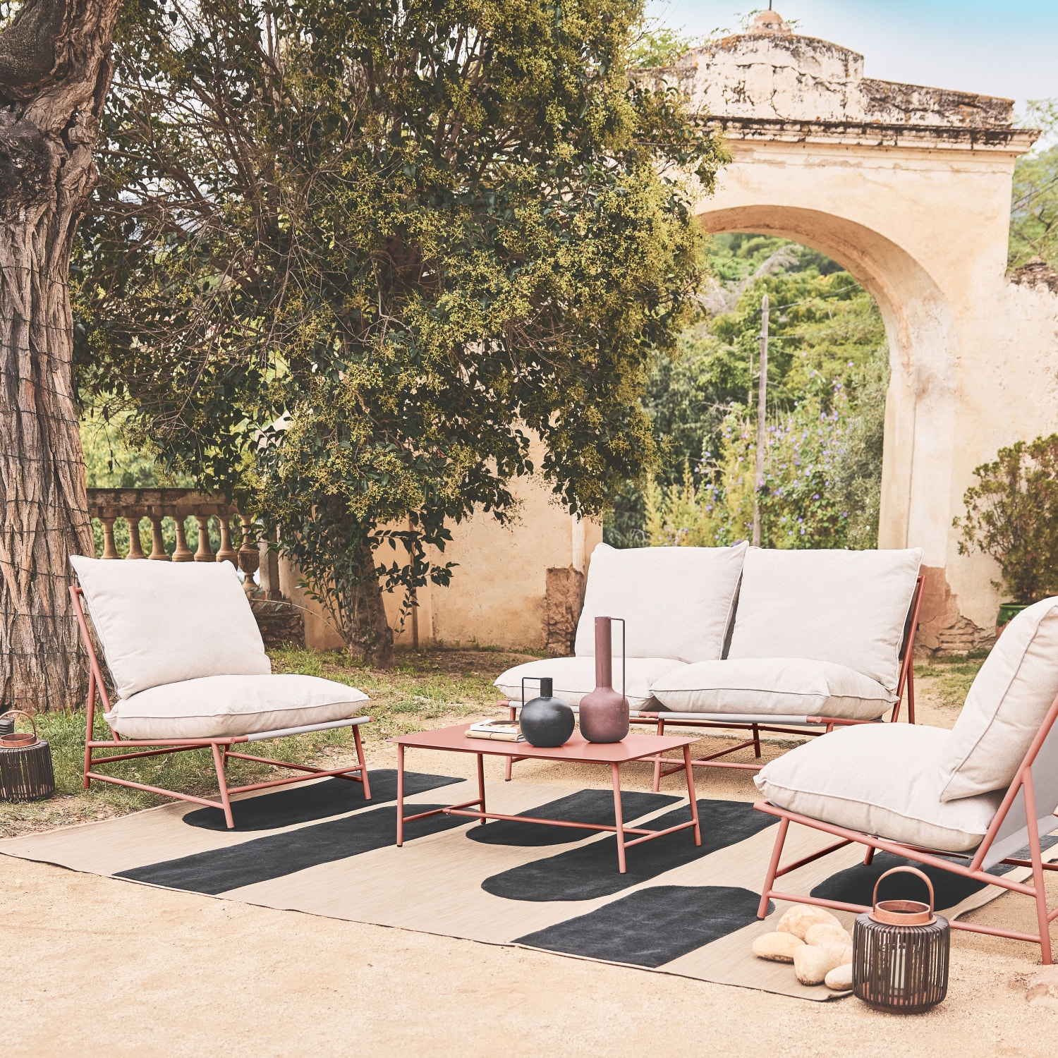 Salon de jardin acier et textilène 4 places SOFIA