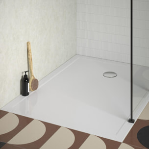 Receveur de douche 120 x 90 Gaspard extra-plat céramique bonde à gauche