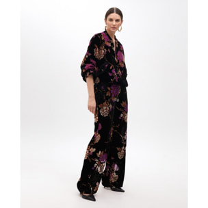 Pantalone Dritto Devoré Velluto Floreale