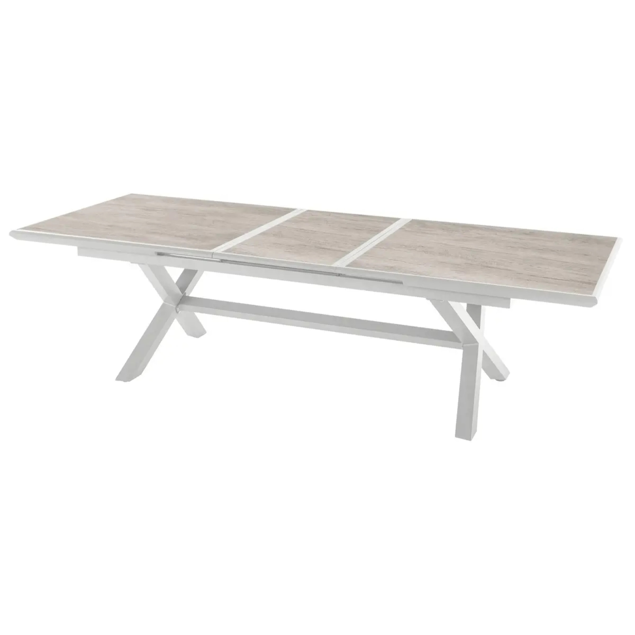 Table de jardin extensible Axiome Sépia & Blanc