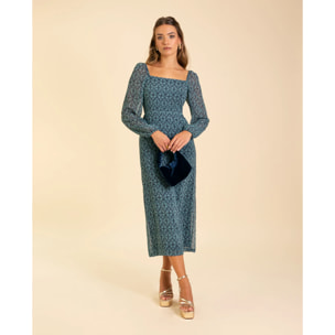 Vestido midi con manga larga