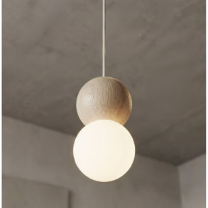 Lampada a sospensione LOOP in acciaio moka e legno