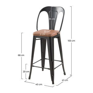 Lot de 2 chaises pour îlot central 68 cm noires et marron - Charly