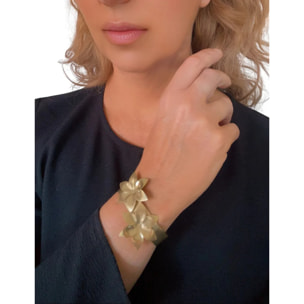 Brazalete doble flor margarita dorado